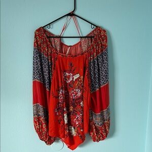 Free People Bohemian Red Blouse